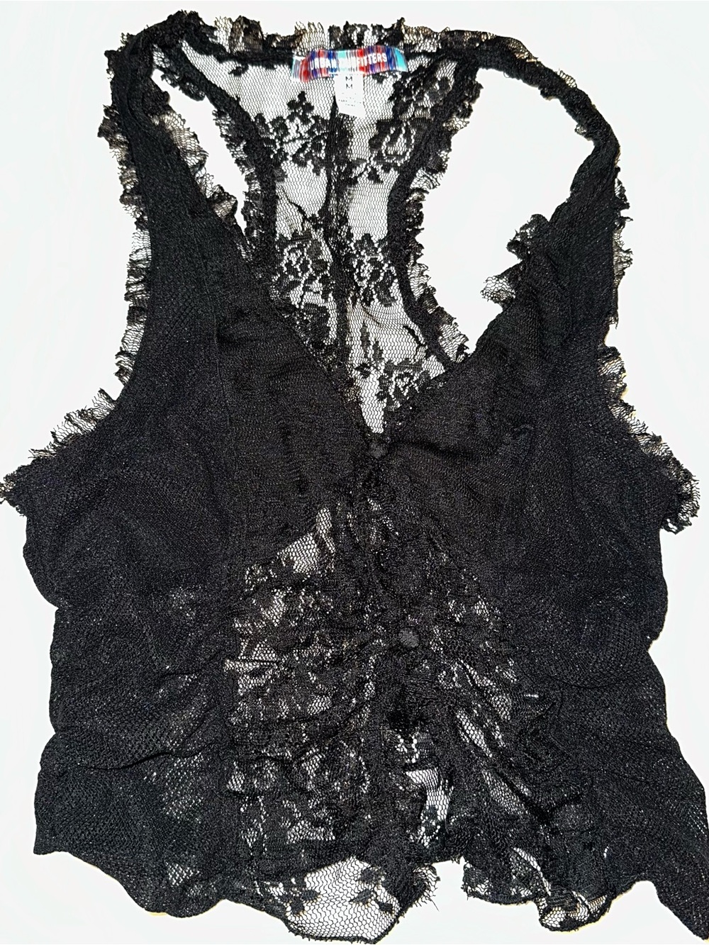 0007 Urban Outfitters Black Lace Top - Size M